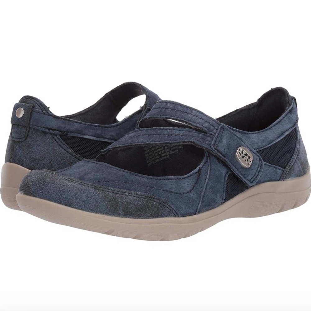 Earth Origins Rapid Troy Blue Leather Suede Strap Mary Jane  Shoes Womens 9.5